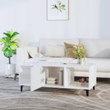 Coffee Table High Gloss White 102x50x40 cm Engineered Wood - Side View