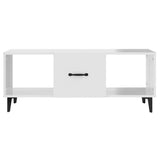 Coffee Table High Gloss White 102x50x40 cm Engineered Wood - 45-Degree Angle