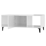 Coffee Table High Gloss White 102x50x40 cm Engineered Wood - Rear View