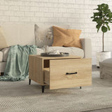 Coffee Table with Metal Legs 2 pcs Sonoma Oak 50x50x40 cm - Side View