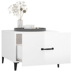Coffee Tables with Metal Legs 2 pcs High Gloss White 50x50x40cm