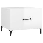 Coffee Tables with Metal Legs 2 pcs High Gloss White 50x50x40cm