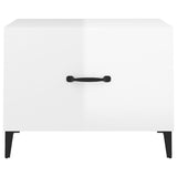 Coffee Tables with Metal Legs 2 pcs High Gloss White 50x50x40 cm - Close-Up Angle