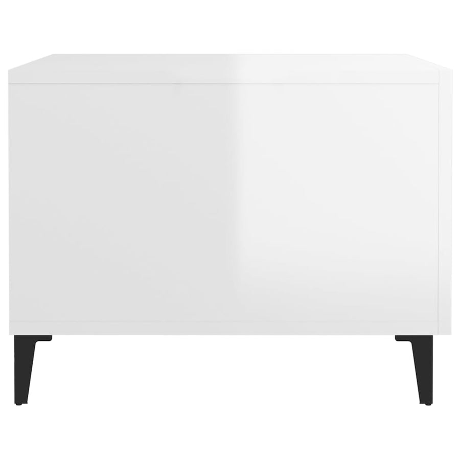 Coffee Tables with Metal Legs 2 pcs High Gloss White 50x50x40cm