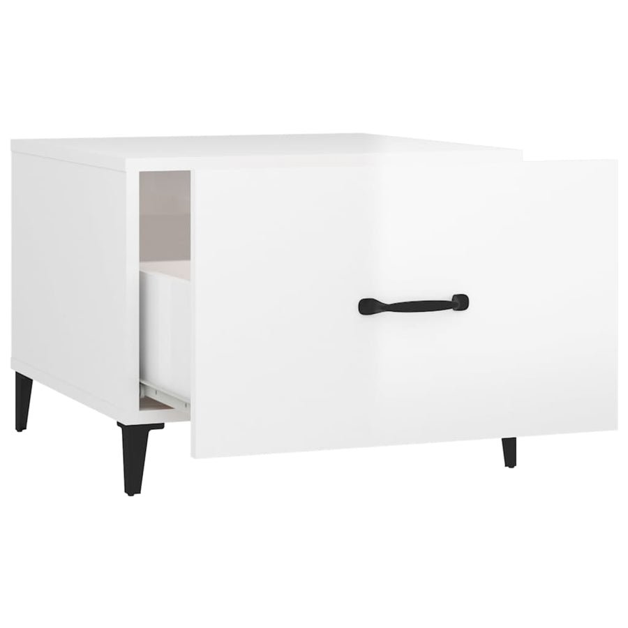 Coffee Tables with Metal Legs 2 pcs High Gloss White 50x50x40cm