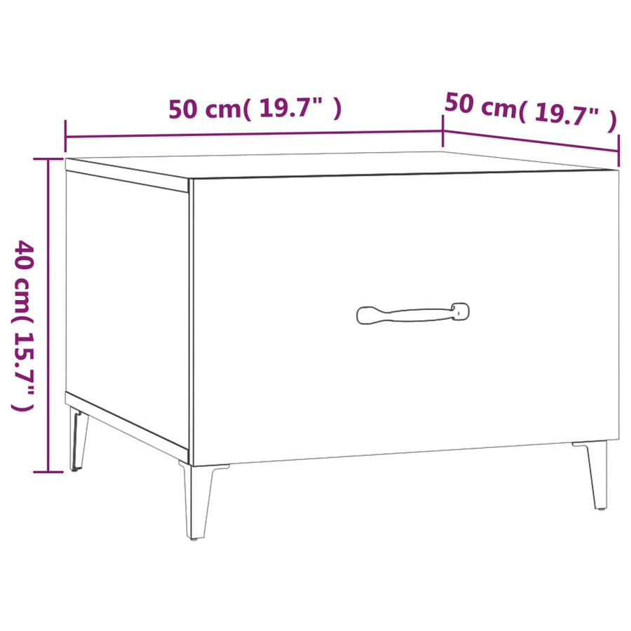 Coffee Tables with Metal Legs 2 pcs High Gloss White 50x50x40cm