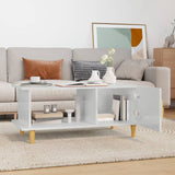 Coffee Table High Gloss White 90x50x40 cm Engineered Wood - Side View
