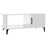 Coffee Table High Gloss White 90x50x40 cm Engineered Wood - Front View