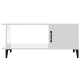 Coffee Table High Gloss White 90x50x40 cm Engineered Wood - Side View