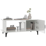 Coffee Table High Gloss White 90x50x40 cm Engineered Wood - Rear View