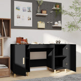 Desk Black 140x50x75 cm Engineered Wood - Side View