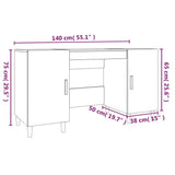 Desk Black 140x50x75 cm Engineered Wood