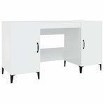 Desk High Gloss White 140x50x75 cm Engineered Wood