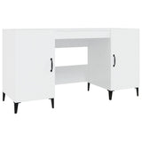 Desk High Gloss White 140x50x75 cm Engineered Wood - Front View