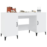 Desk High Gloss White 140x50x75 cm Engineered Wood