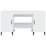Desk High Gloss White 140x50x75 cm Engineered Wood
