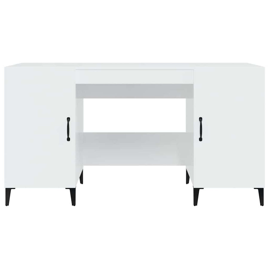 Desk High Gloss White 140x50x75 cm Engineered Wood