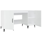 Desk High Gloss White 140x50x75 cm Engineered Wood - Low Angle