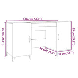 Desk High Gloss White 140x50x75 cm Engineered Wood - Extra Image