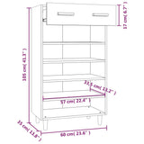Shoe Cabinet White 60x35x105 cm Engineered Wood