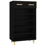 Shoe Cabinet Black 60x35x105 cm Engineered Wood - Front View