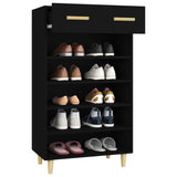 Shoe Cabinet Black 60x35x105 cm Engineered Wood - 45-Degree Angle