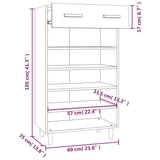 Shoe Cabinet Black 60x35x105 cm Engineered Wood