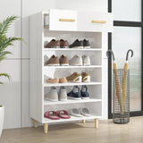 Shoe Cabinet High Gloss White 60x35x105 cm Engineered Wood - Side View