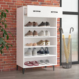 Shoe Cabinet White 60x35x105 cm Engineered Wood - Side View