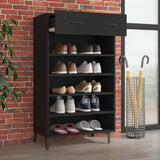 Shoe Cabinet Black 60x35x105 cm Engineered Wood - Side View