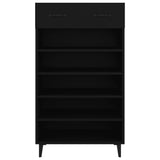 Shoe Cabinet Black 60x35x105 cm Engineered Wood - Rear View