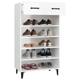 Shoe Cabinet High Gloss White 60x35x105 cm Engineered Wood - 45-Degree Angle