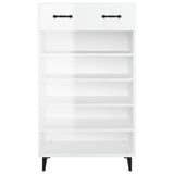 Shoe Cabinet High Gloss White 60x35x105 cm Engineered Wood - Rear View