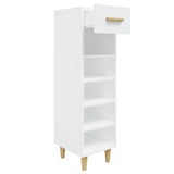 Shoe Cabinet White 30x35x105 cm Engineered Wood - Side View