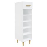 Shoe Cabinet High Gloss White 30x35x105 cm Engineered Wood - Front View
