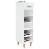 Shoe Cabinet High Gloss White 30x35x105 cm Engineered Wood - Top-Down View