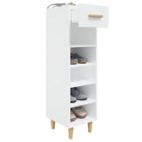 Shoe Cabinet High Gloss White 30x35x105 cm Engineered Wood - 45-Degree Angle