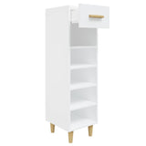 Shoe Cabinet High Gloss White 30x35x105 cm Engineered Wood - Close-Up Angle