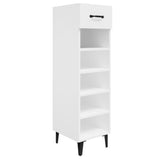 Shoe Cabinet High Gloss White 30x35x105 cm Engineered Wood - Front View