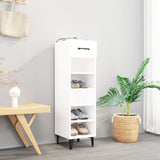 Shoe Cabinet High Gloss White 30x35x105 cm Engineered Wood - Side View