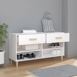 Shoe Cabinet White 102x35x55 cm Engineered Wood - Side View