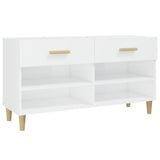 Shoe Cabinet High Gloss White 102x35x55 cm Engineered Wood - Front View