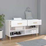Shoe Cabinet High Gloss White 102x35x55 cm Engineered Wood - Side View