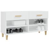 Shoe Cabinet High Gloss White 102x35x55 cm Engineered Wood - Top-Down View