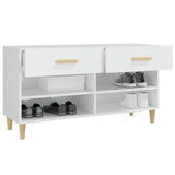 Shoe Cabinet High Gloss White 102x35x55 cm Engineered Wood - 45-Degree Angle