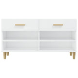 Shoe Cabinet High Gloss White 102x35x55 cm Engineered Wood - Rear View