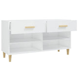 Shoe Cabinet High Gloss White 102x35x55 cm Engineered Wood - Low Angle