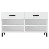 Shoe Cabinet White 102x35x55 cm Engineered Wood - Rear View