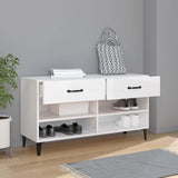 Shoe Cabinet High Gloss White 102x35x55 cm Engineered Wood - Side View