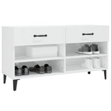 Shoe Cabinet High Gloss White 102x35x55 cm Engineered Wood - Top-Down View